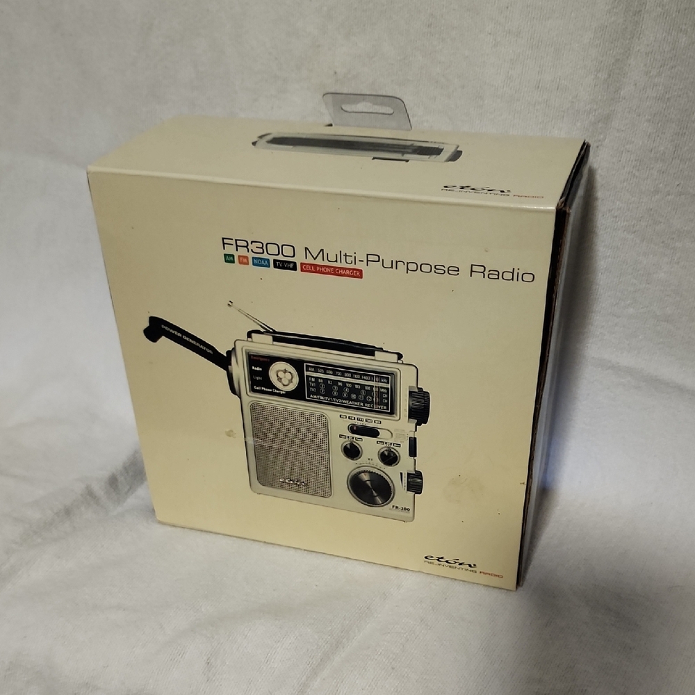 Eton White Portable Radio with Retro Design
